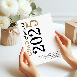 Moderner Black Gold 2025-Abschluss Save The Date