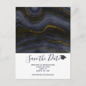 Moderner Black & Gold Agate Abschluss Save the Dat Postkarte (Vorderseite)