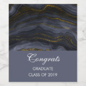 Moderner Black & Gold Agate Stone Abschluss Weinetikett (Einzelnes Label)