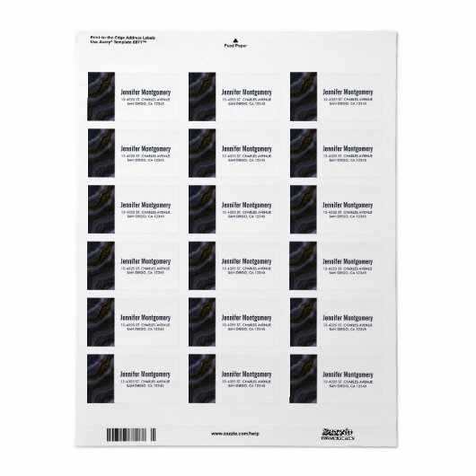 Moderner Black & Gold Agate Stone Abstrakt Adressaufkleber (Vorne)