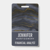 Moderner Black & Gold Agate Stone Abstrakt Ausweis (Rückseite)