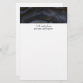 Moderner Black & Gold Agate Stone Abstrakt Briefpapier (Vorne/Hinten)