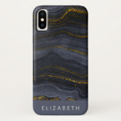 Moderner Black & Gold Agate Stone Abstrakt Case-Mate iPhone Hülle (Rückseite)