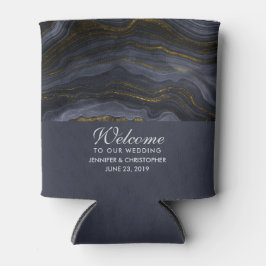 Moderner Black & Gold Agate Stone Abstrakt Dosenkühler