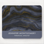 Moderner Black & Gold Agate Stone Abstrakt Mousepad (Vorne)