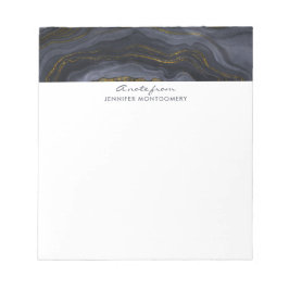 Moderner Black & Gold Agate Stone Abstrakt Notizblock