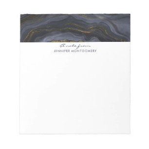Moderner Black & Gold Agate Stone Abstrakt Notizblock