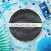 Moderner Black & Gold Agate Stone Abstrakt Pappteller (Party)