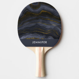 Moderner Black & Gold Agate Stone Abstrakt Tischtennis Schläger