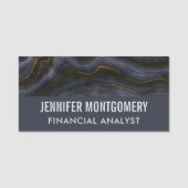 Moderner Black & Gold Agate Stone Beruflich Namensschild (Vorderseite)