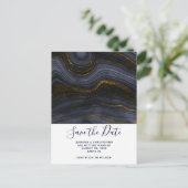 Moderner Black & Gold Agate Stone Save the Date Postkarte (Stehend Vorderseite)