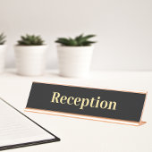 Moderner Black Gold Beruflich Office Empfang Schreibtischnamensplakette