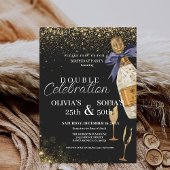 Moderner Black Gold Champagner jeden Alters Geburt Einladung