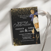 Moderner Black Gold Champagner jeden Alters Geburt Einladung