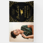 Moderner Black Gold Foto Abschluss Banner (Vertikal)