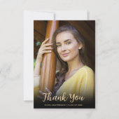 Moderner Black Gold Foto Abschluss Dankeskarte (Vorderseite)