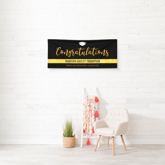 Moderner Black Gold Glitzer Abschluss Banner (Insitu)