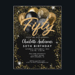 Moderner Black Gold Glitzer Ballon jedes Alter Geb Postkarte<br><div class="desc">Moderne Glam Imitate Gold Black Copper Gelb Glitzer Sparkle Ballon Elegant Stilvoll jedes Alter Geburtstag Einladung</div>