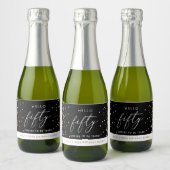 Moderner Black Gold Glitzer Custom 50. Geburtstag Schaumweinetikett (Flaschen)