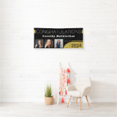 Moderner Black Gold Glitzer Foto Abschluss Banner (Insitu)