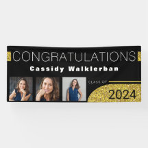 Moderner Black Gold Glitzer Foto Abschluss