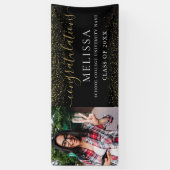 Moderner Black Gold Glitzer Foto Abschluss Banner (Vertikal)