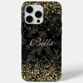 Moderner Black Gold Glitzer Girl Personalisierter Case-Mate iPhone Hülle (Rückseite)