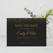 moderner Black&Gold Glitzer Save the Date Einladung (Stehend Vorderseite)
