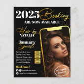Moderner Black Gold Hair Salon 2025 Buchung Flyer (Vorne)