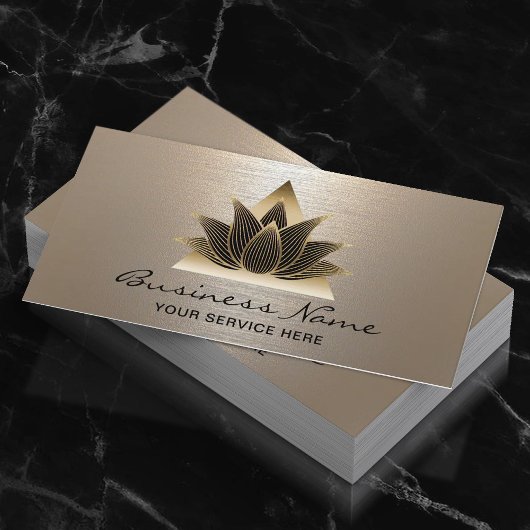 Moderner Black & Gold Lotus Logo Wellnessbereich W Visitenkarte