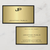 Moderner Black Gold Monogram Glamour Excellent Lux Visitenkarte (Vorne/Hinten)