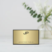 Moderner Black Gold Monogram Glamour Excellent Lux Visitenkarte (Stehend Vorderseite)