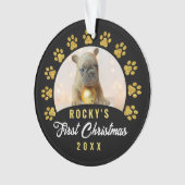 Moderner Black Gold Puppy Dog Erstes Weihnachtsfes Ornament (Vorderseite)