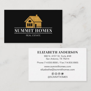 Moderner Black Gold Real Anwesen Listing Agent Visitenkarte