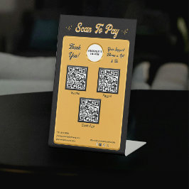 Moderner Black Gold Scan zur Bezahlung von QR Code Sockelschild