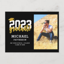 Moderner Black Gold Script Foto Abschluss