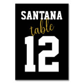 Moderner Black Gold Sporty Custom Wedding Table Na Tischnummer (Rückseite)
