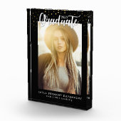 Moderner Black Gold Stars Abschluss Keepake Fotoblock (Rechts)