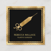 Moderner Black Gold Syringe Plastic Chirurgen Doct Quadratische Visitenkarte (Vorderseite)