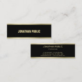 Moderner Black Gold Text Elegant Einfaches Schlich Mini Visitenkarte (Vorne/Hinten)