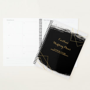 Moderner Black & Gold Watercolor Geo Wedding Plane Planer