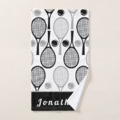 Moderner Black & Gray Tennis Spielercoach Name Spo Badhandtuch Set (Handtuch)