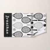 Moderner Black & Gray Tennis Spielercoach Name Spo Badhandtuch Set (Handtuch)