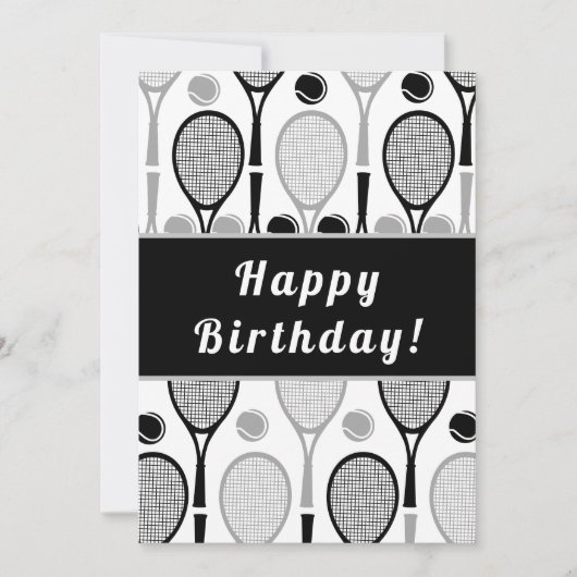 Moderner Black & Gray Tennis-Trainer Geburtstag (Vorderseite)
