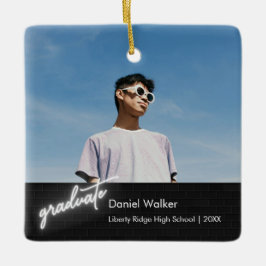 Moderner Black Handwriting Neon Foto Abschluss Keramikornament