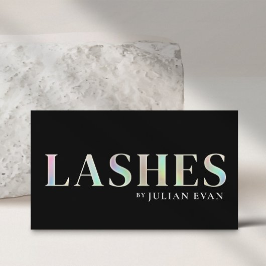 Moderner Black Holographic Lash Techniker Visitenkarte