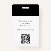 Moderner Black ID Card Minimaler Foto QR Code Ausweis (Rückseite)