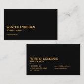Moderner Black Minimal Gold Chic Luxus Individuell Visitenkarte (Vorne/Hinten)