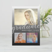 Moderner Black Ombre Graduate 3-Foto Abschluss Ankündigung (Stehend Vorderseite)