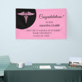 Moderner Black & Pink Caduceus Nurse Rn Abschluss Banner (Messeveranstaltung)